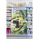 GeBE Linerless Thermodrucker für Barcode Label Druck jetzt in PoS Refilling System von umdasch